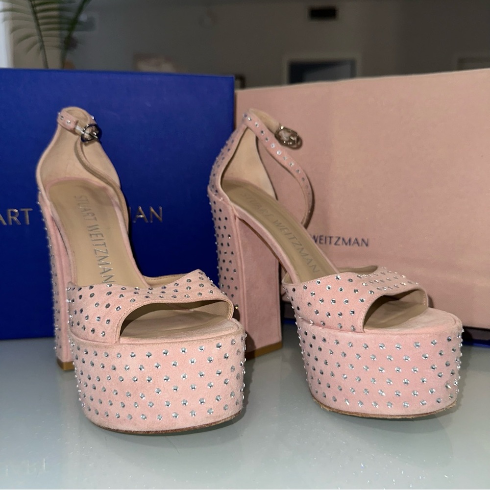 Stuart Weitzman SKYHI 145 PLT SA Ballet Pink Platform Heels - Picture 2 of 5